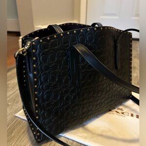 Coach 69069 Charlie Carryall in Signature Embossed Leather with Rivets NWT New!